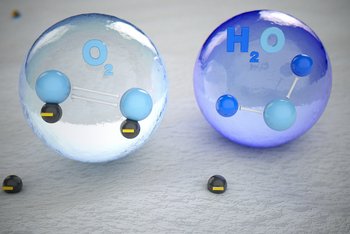 <p>L'ossigeno caricato negativamente penetra nelle molecole di acqua presenti nell'aria,</p>
