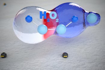 <p>dando luogo alla formazione di H<sub>2</sub>O<sub>2</sub> e O, ovvero idrogeno e ossigeno.</p>